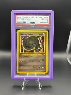 Pokemon TCG Shining Steelix Holo Card Neo Destiny Unlimited PSA 8 NM-MT W/ Guard - Image 1