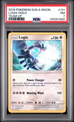 PSA 7 2019 POKEMON SUN & MOON TEAM UP #131 LUGIA-HOLO - Image 1