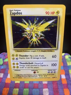 Pokemon TCG Zapdos Base Set Unlimited Holo Rare 16/102 #16 NM Condition - Image 1