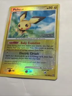 Pokemon Pichu 45/100 Platinum Stamped Reverse Holo Uncommon Stormfront Damage - Image 5