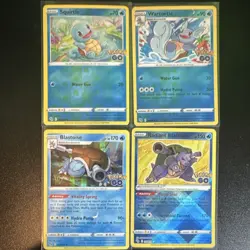 Pokemon GO Holo Radiant Squirtle Wartortle Blastoise Card Lot 4 Cards - Image 1