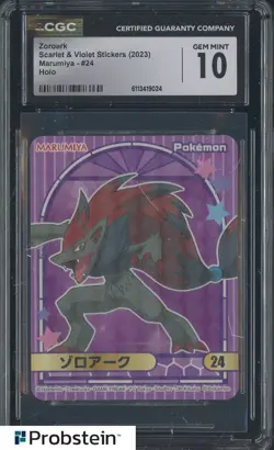 2023 Pokemon Scarlet & Violet Stickers Marumiya #24 Zoroark Holo CGC 10 GEM MINT - Image 1