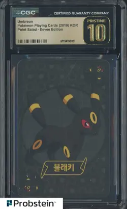 2019 Pokemon KOR Playing Cards Point Salad Eevee Edition Umbreon CGC 10 PRISTINE - Image 1