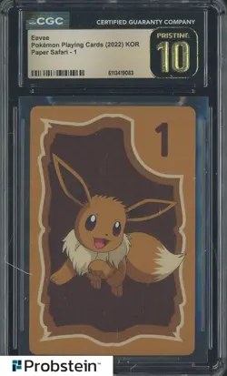 2022 Pokemon Korean Playing Cards Paper Safari 1 Eevee CGC 10 PRISTINE - Image 1