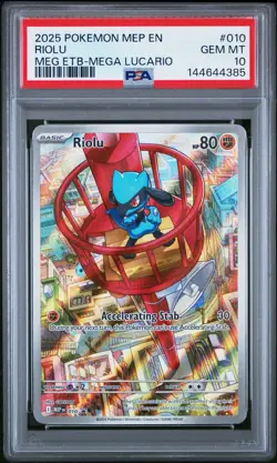 2025 POKEMON MEP EN-ME BLACK STAR PROMO #010 RIOLU PSA 10 GEM MINT - Image 1