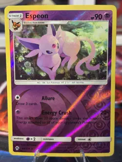Pokemon 2018 Sun & Moon Lost Thunder Espeon 89/214 Reverse Holo LP - Image 1