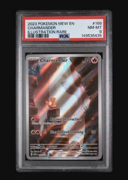 Pokemon Charmander 168/165 Scarlet & Violet 151 Illustration Rare Holo PSA 8 - Image 1