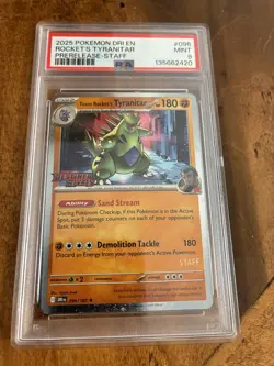 Pokemon Team Rockets Tyranitar Prerelease Staff Stamped PSA 9 - Image 1