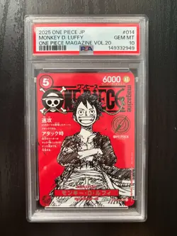2025 ONE PIECE JPN PROMOS ONE PIECE MAGAZINE VOL.20 #014 MONKEY D. LUFFY PSA 10 - Image 1