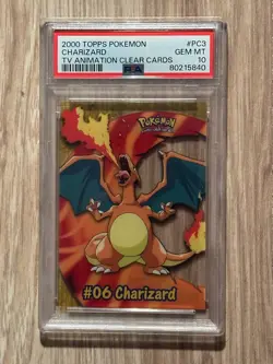 2000 TOPPS Pokemon CHARIZARD TV Animated Clear Cards PSA 10 PSA Cert # 80215840 - Image 2