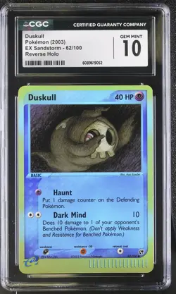 CGC 10 GEM MINT Duskull 2003 EX Sandstorm 62/100 Reverse Holo Pokemon Card - Image 1