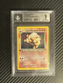 Pokemon Neo Destiny 1st Edition Holo Card Light Arcanine 12/105 BGS 9 Mint 2002 - Image 1