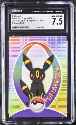 CGC 7.5 Umbreon Topps Johto League Champions 7 of 37 Sticker Pokemon Card - Image 1