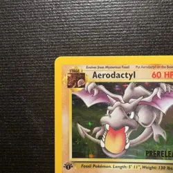 1999 Pokemon Aerodactyl Holo Rare 1st Ed. PRERELEASE Fossil Card 1/62 NM - Image 3