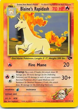Blaine's Rapidash 33/132 Gym Challenge Uncommon LP Pokemon TCG - Image 1