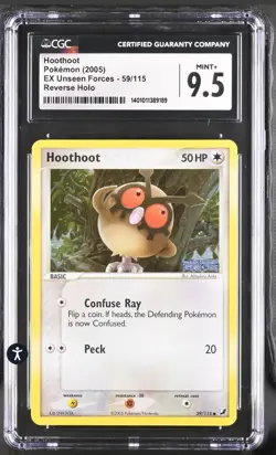2005 Pokemon EX Unseen Forces 59 Hoothoot Reverse CGC 9.5 Mint - Image 1
