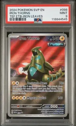 2024 POKEMON SVP BLACK STAR PROMO #098 IRON THORNS TEF ETB-IRON LEAVES PSA 9 - Image 1