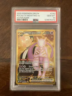 2025 POKEMON DRI EN-DESTINED RIVALS HYPER RARE TEAM ROCKET'S MEWTWO EX PSA 10 - Image 1