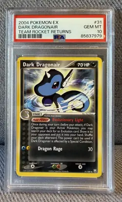 2004 Pokemon DARK DRAGONAIR 31 EX Team Rocket Returns PSA 10 Gem Mint POP 62 - Image 1