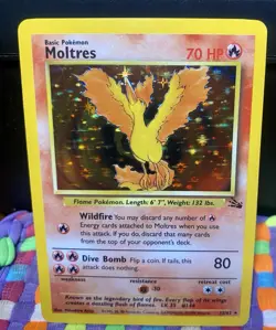 Pokemon TCG Moltres Fossil Set Holo Unlimited Rare 12/62 #12 NM Condition - Image 1