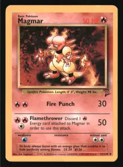 Magmar 51/130 Uncommon Base Set 2 Pokemon Lightly Played - Image 1