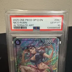 2025 ONE PIECE OP12-LEGACY OF THE MASTER ALTERNATE ART #087 NICO ROBIN PSA 10 - Image 4