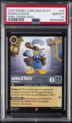 2023 DISNEY LORCANA EN P1-PROMO SPIEL ESSEN 2023 DONALD DUCK - MUSKETEER PSA 10 - Image 1