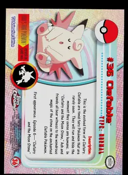 Pokemon Card - Clefable Topps Chrome TV Animation Edition 36 Foil - Image 2