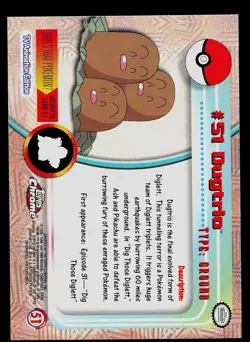 Pokemon Card - Dugtrio Topps Chrome TV Animation Edition 51 Foil - Image 2