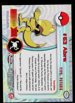 Pokemon Card - Topps Chrome TV Animation Edition Abra #63 - Image 2