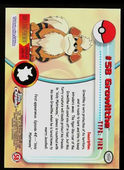 Pokemon Card - Topps Chrome TV Animation Edition Growlithe #58 - Image 2