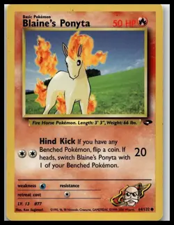 Blaine's Ponyta 64/132 Pokemon Card Gym Challenge Common 50 HP LP B7 - Image 1