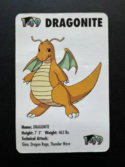 Pokemon Dragonite 149 Mini Card 1998 Applause Nintendo KFC Promo Vintage LP - Image 1