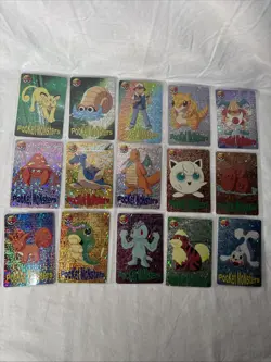 Pokemon Japanese Vintage Vending Stickers Prism Holo Card Lot 9 - Image 1