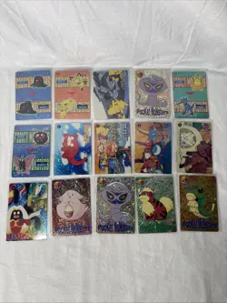 Pokemon Japanese Vintage Vending Stickers Prism Holo Card Lot 6 - Image 1