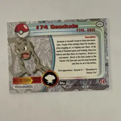 Geodude #74 Blue Label - 1999 Pokemon Topps TV Animation Series 1 - Image 2