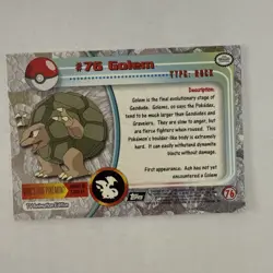 Golem 1999 Topps Pokemon TV Card #75 NM - Image 2