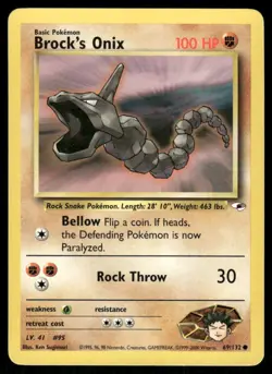 Pokemon Tcg Brock's Onix #69 Pokemon Gym Heroes NM - Image 1