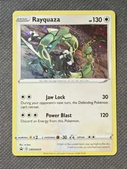 2020 Rayquaza SWSH029 Pixel Cosmos Holo Black Star Promo Holo NM Pokemon TCG - Image 1