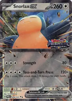 SNORLAX EX (PRISMATIC EVOLUTION STAMPED) 076/131 HOLO POKEMON NM - Image 1