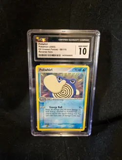 Graded CGC 10 Pokemon 2005 Poliwhirl EX Unseen Forces-68/115 Reverse Holo - Image 1