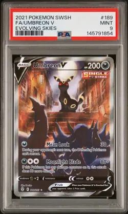 2021 POKEMON SWORD & SHIELD EVOLVING SKIES #189 FULL ART/UMBREON V PSA 9 - Image 1