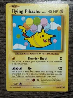 POKEMON NON HOLO FLYING PIKACHU 110/108 RARE EVOLUTIONS + NEW ARCEUS SLEEVE LP - Image 1