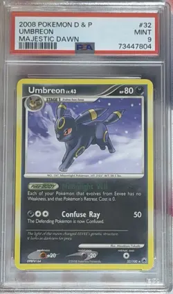 2008 Majestic Dawn Umbreon LV.43 32/100 PSA 9 Very Low Pop Card - Image 1