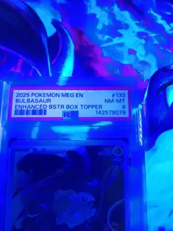 Pokemon Slab PSA 8 Bulbasaur Stamped Promo 133 Mega Evolution Box Topper Card - Image 3
