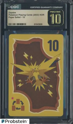 2022 Pokemon Korean Playing Cards Paper Safari 10 Zapdos CGC 10 PRISTINE - Image 1