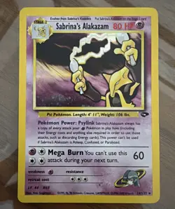Sabrina's Alakazam 16/132 Gym Challenge Unlimited Holo Rare SWIRL Pokemon READ A - Image 4