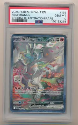 2025 POKEMON WHITE FLARE SPECIAL ILLUSTRATION RARE SIR RESHIRAM EX #166 PSA 10 - Image 1
