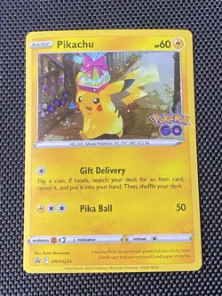 Pikachu SWSH234 Double Faint Swirl 2022 Pokemon TCG Black Star Promo Holo - Image 1