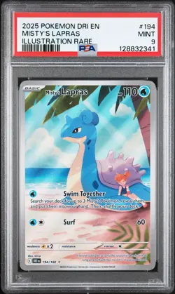 2025 POKEMON DRI EN-DESTINED RIVALS ILLUSTRATION RARE #194 MISTY'S LAPRAS PSA 9 - Image 1